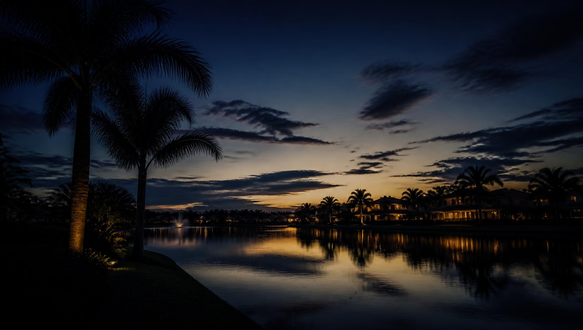 Florida lake at dusk